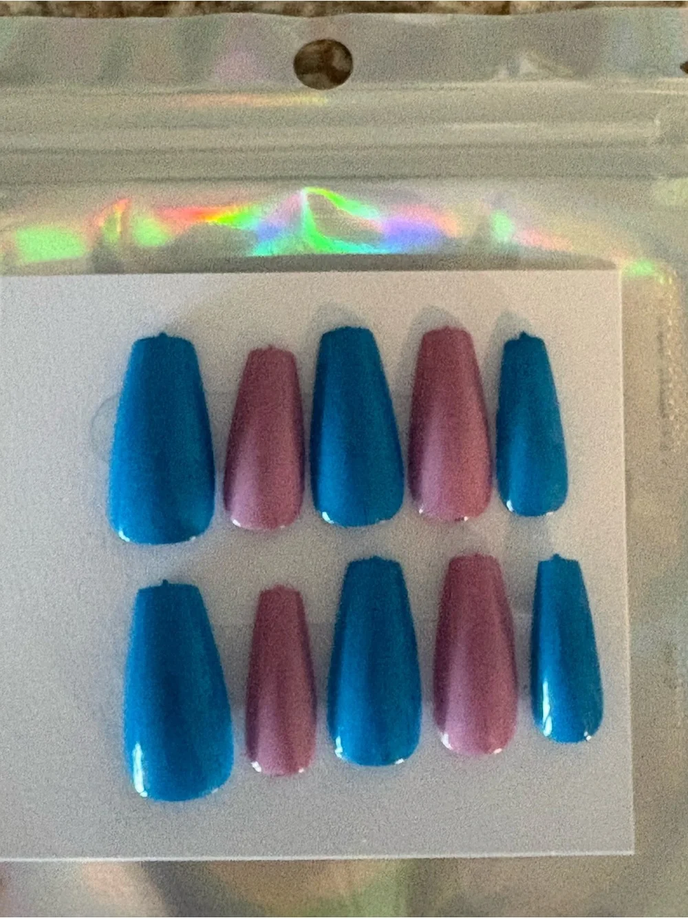 Blue and Pink Press-On Nail Set -